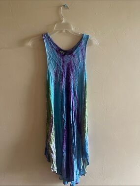Sleeveless Tie-Dye Swim Coverup in Blue & Purple by Sol
